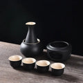 Matte black and light blue ceramic sake set dining room warmer kit