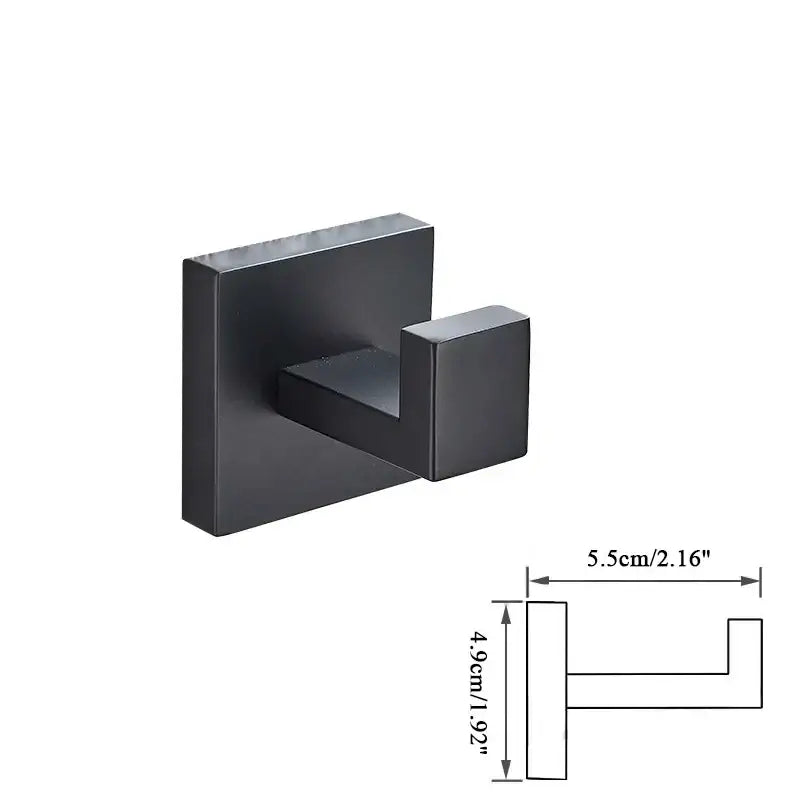 Matte black bathroom accessories set – bathroom towel rack and hooks