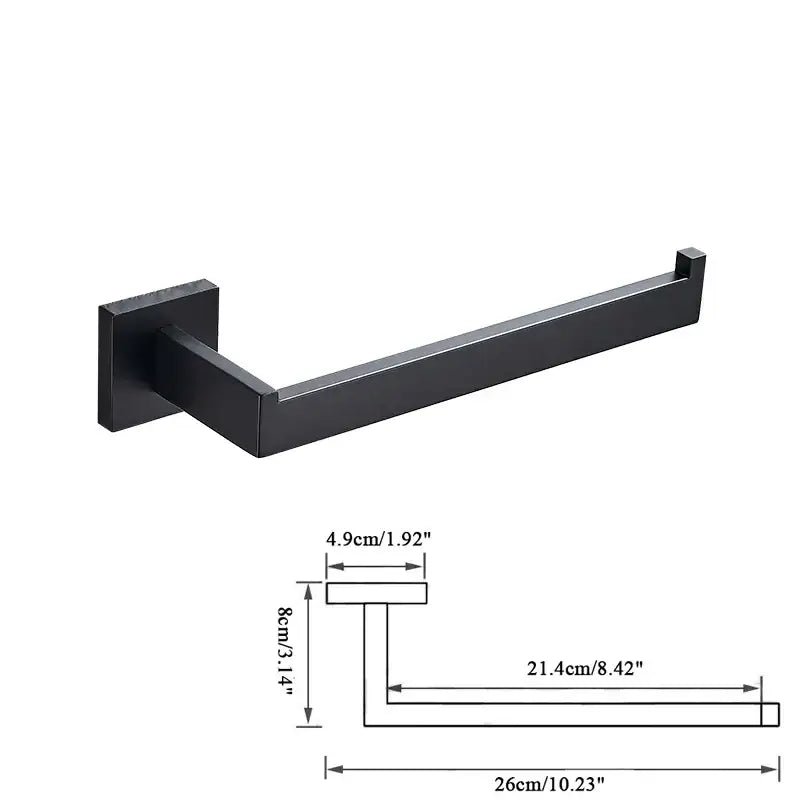 Matte black bathroom accessories set – bathroom towel rack and hooks