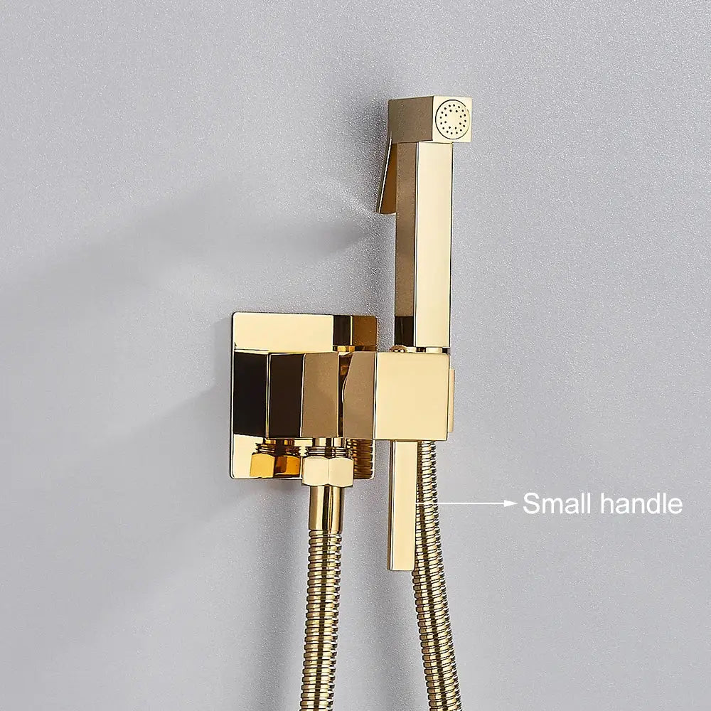 Matte black brass bidet faucet with handheld spray for bathroom