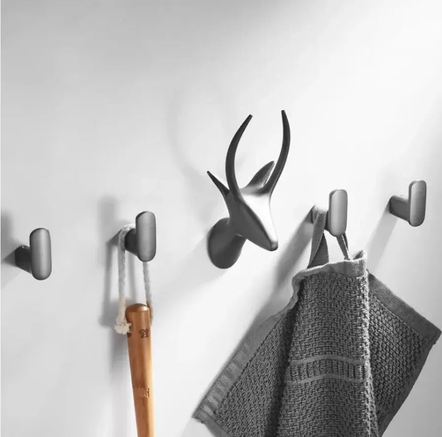 Matte black brass gray deer hook entryway wall hanging