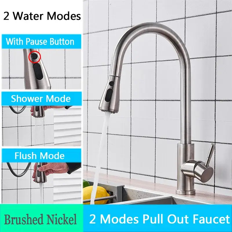 Matte black pull out kitchen faucet with high arc spout