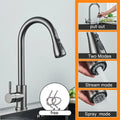Matte black pull out kitchen sink faucet with stream sprayer