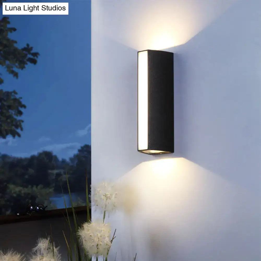 Matte black rectangle outdoor wall light dual directional led sconce