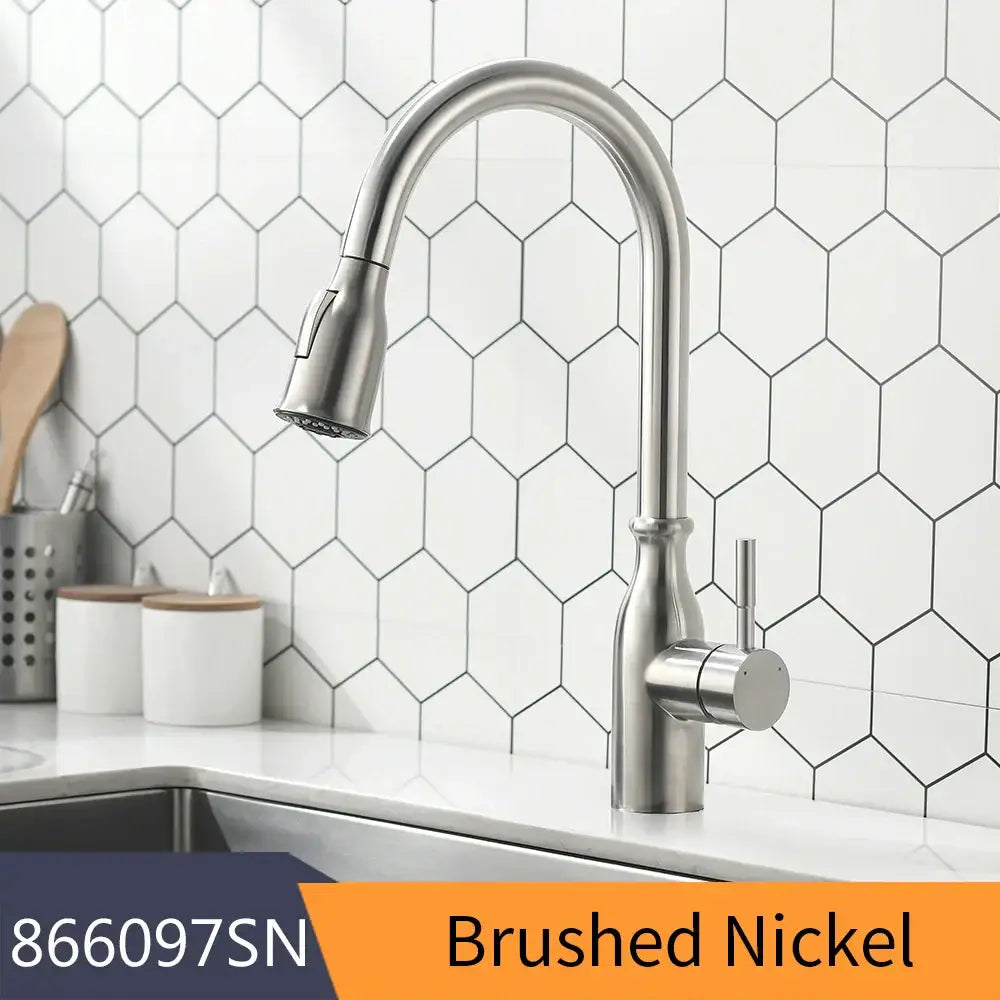 Matte black single handle pull down kitchen faucet swivel tap