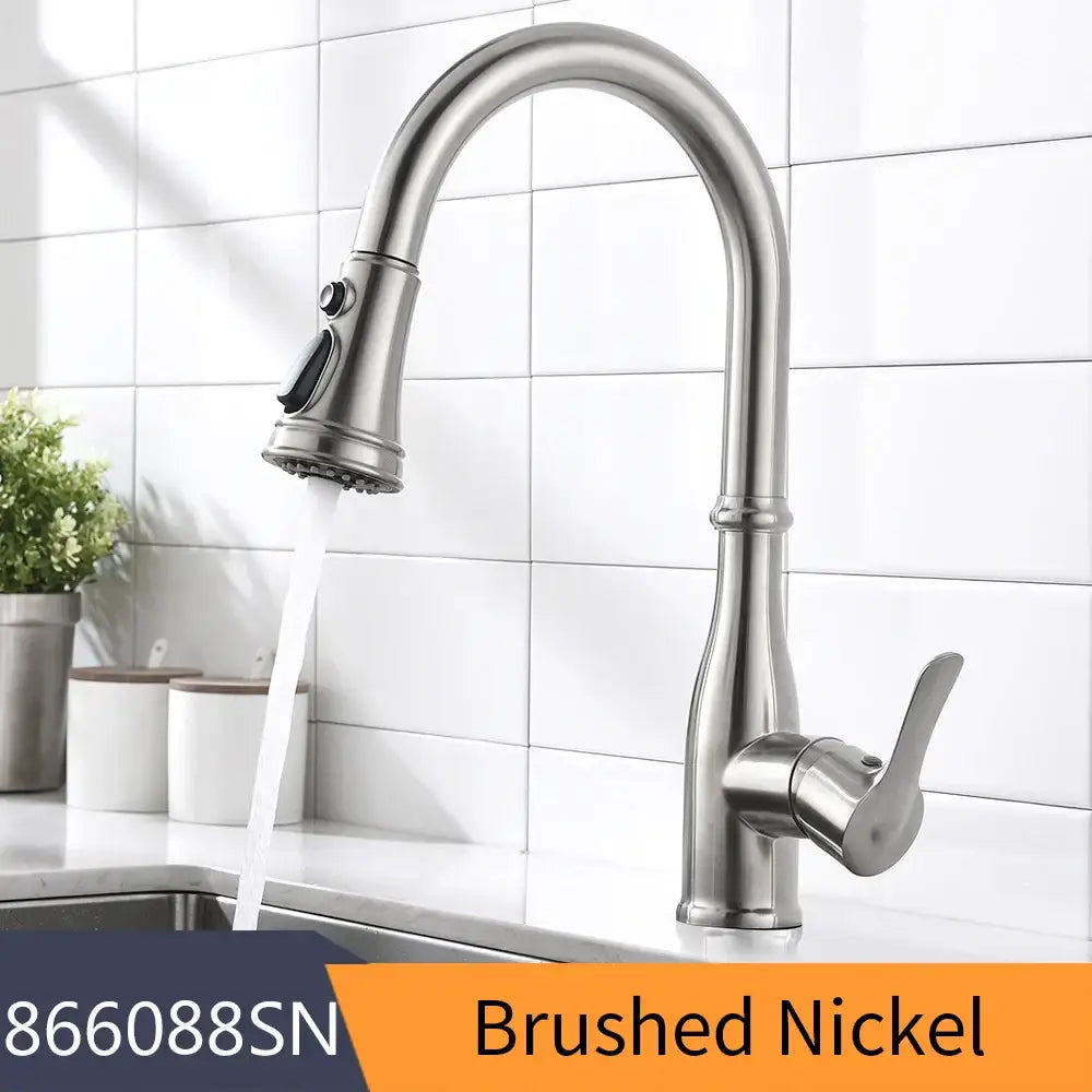 Matte black single handle pull down kitchen faucet swivel tap