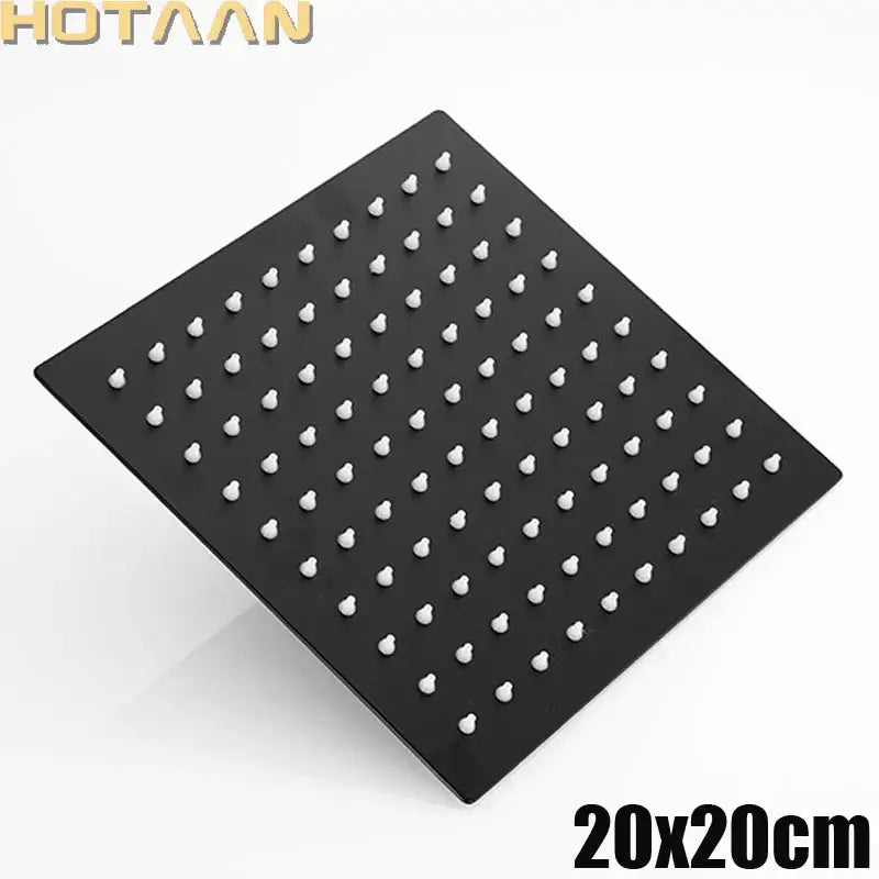 Matte black square rain shower head with 40cm arm bathroom fixture