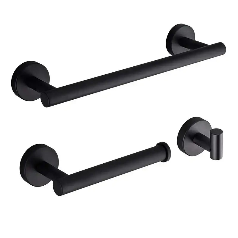 طقم حمام ستانلس ستيل أسود مطفي مع علاقة مناشف مزدوجة