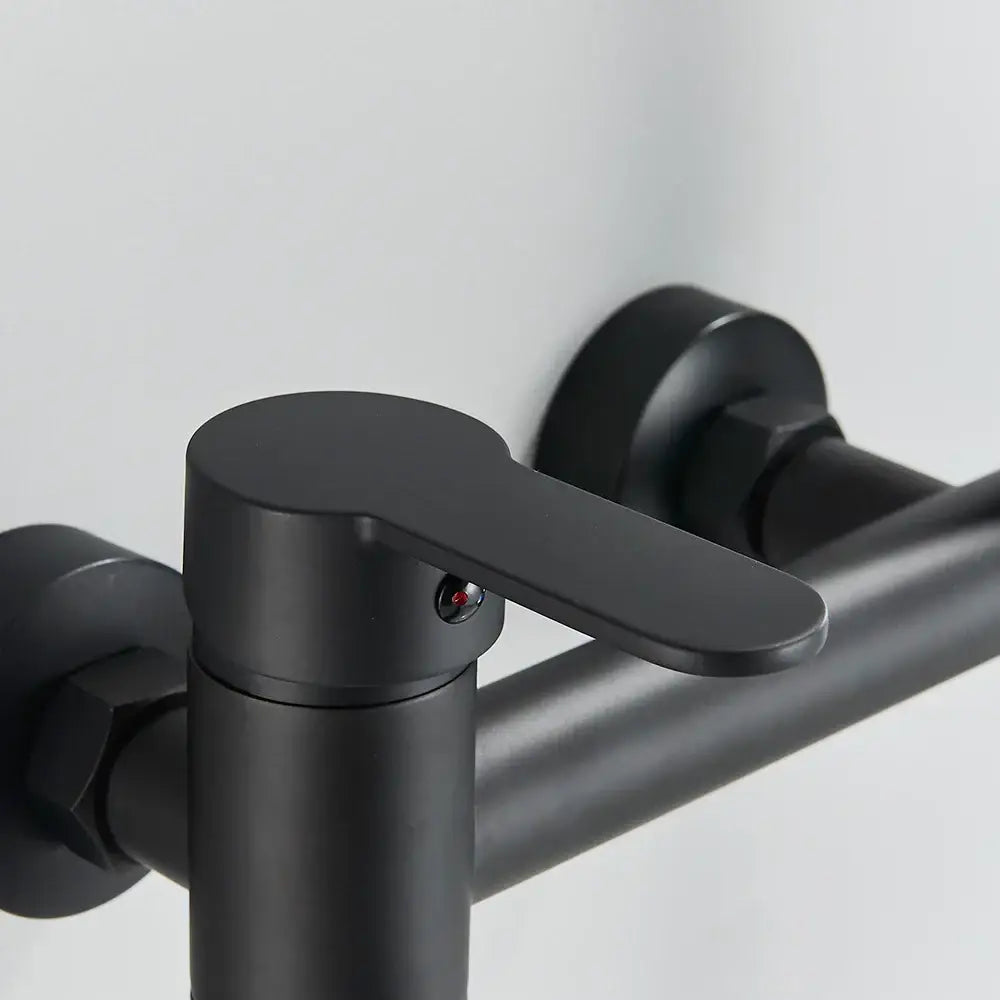 Matte black wall mount tub shower system with handheld spray bathroom