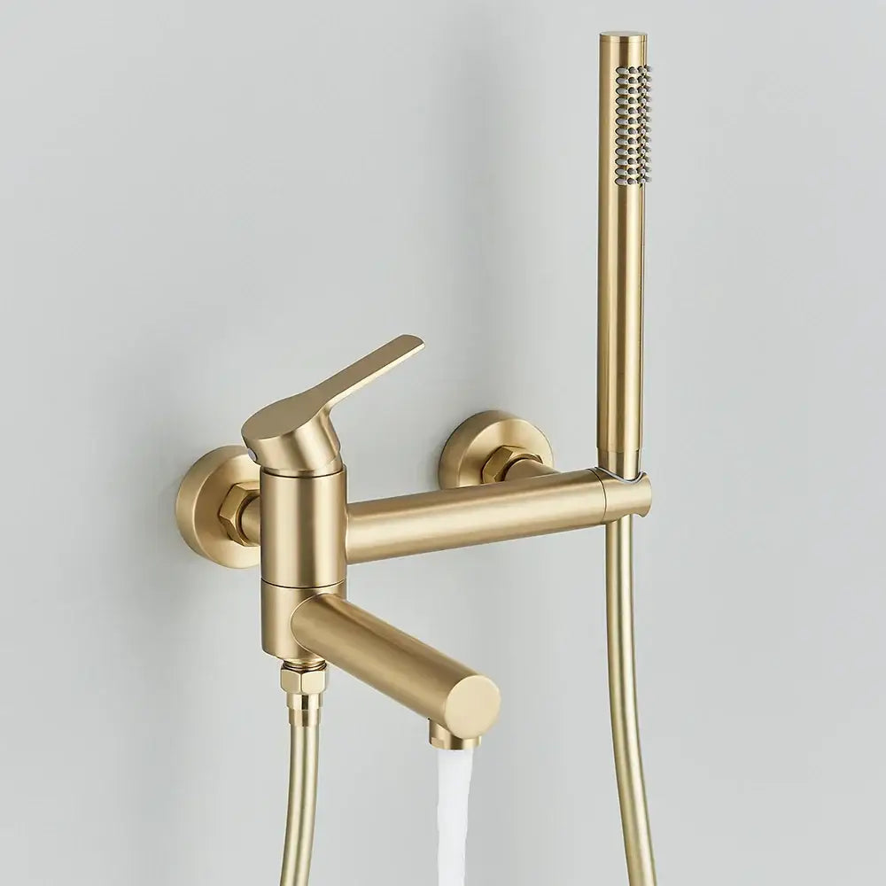 Matte black wall mount tub shower system with handheld spray bathroom