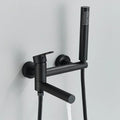 Matte black wall mounted waterfall bathtub faucet with handheld spray