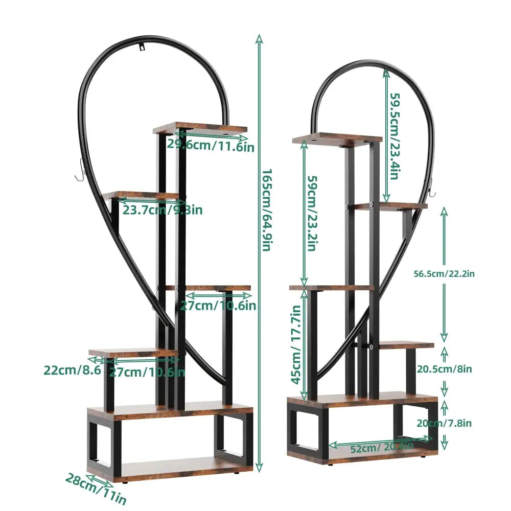 Metal Plant Stand 6-Tier Half Heart
