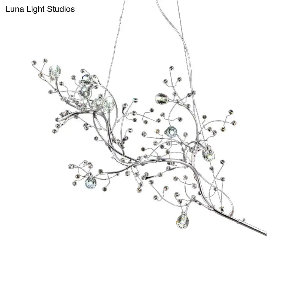 Metallic gold branch chandelier with crystal bead dining room light