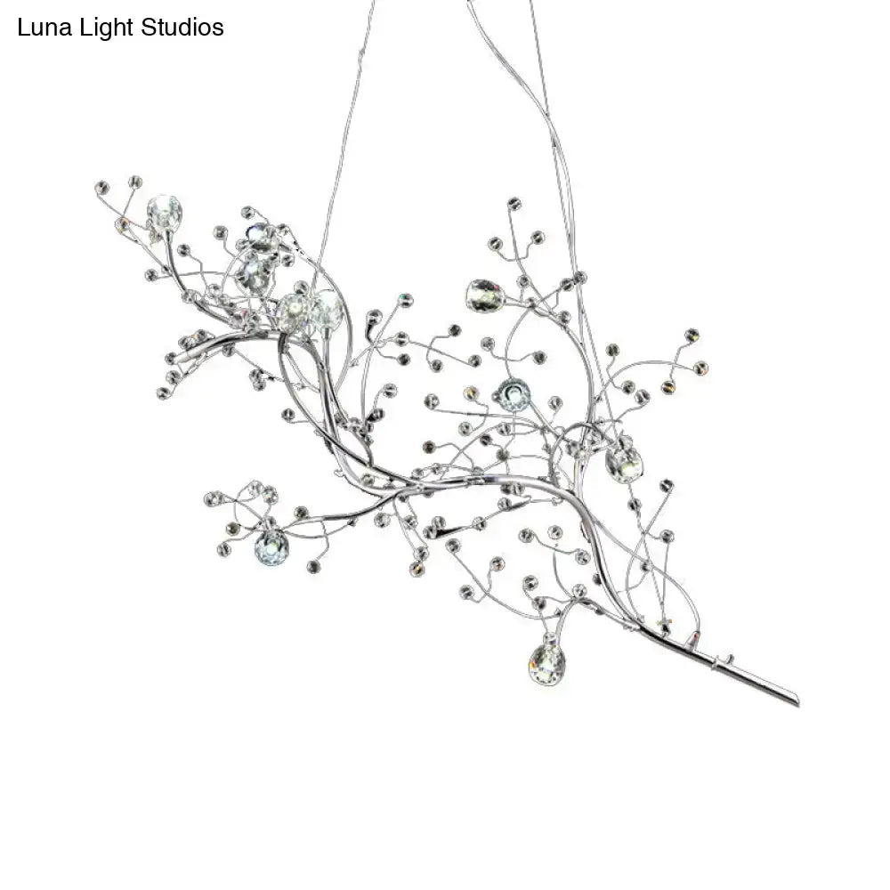 Metallic gold branch chandelier with crystal bead dining room light
