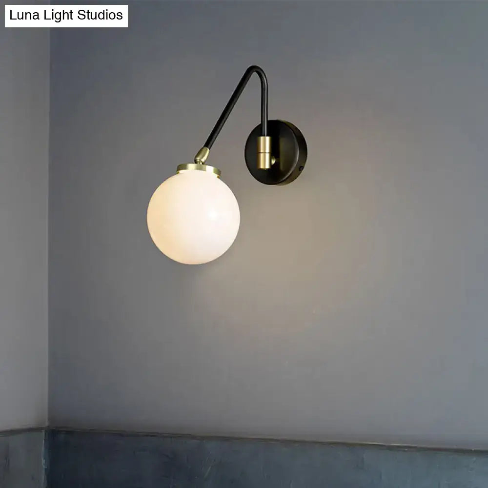 Mid century black & brass opal glass sconce bedroom e26 e27 light