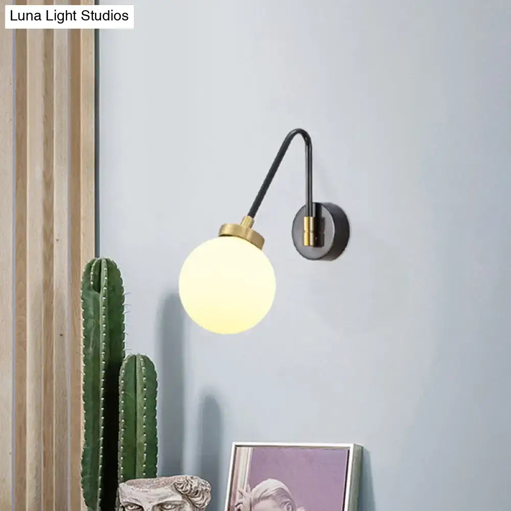 Mid century black & brass opal glass sconce bedroom e26 e27 light