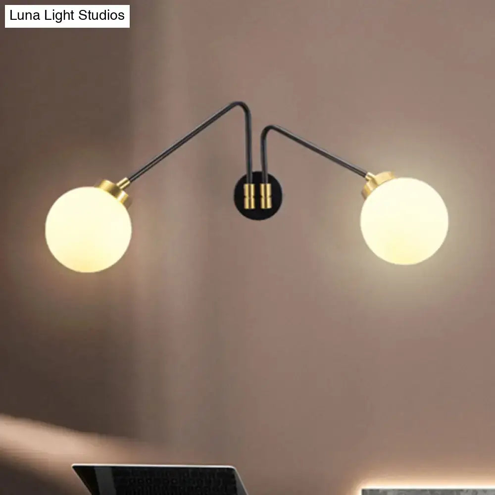 Mid century black & brass opal glass sconce bedroom e26 e27 light