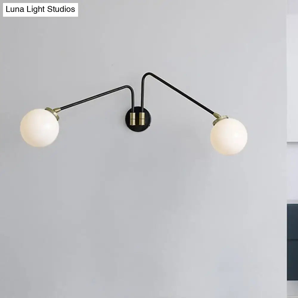 Mid century black & brass opal glass sconce bedroom e26 e27 light