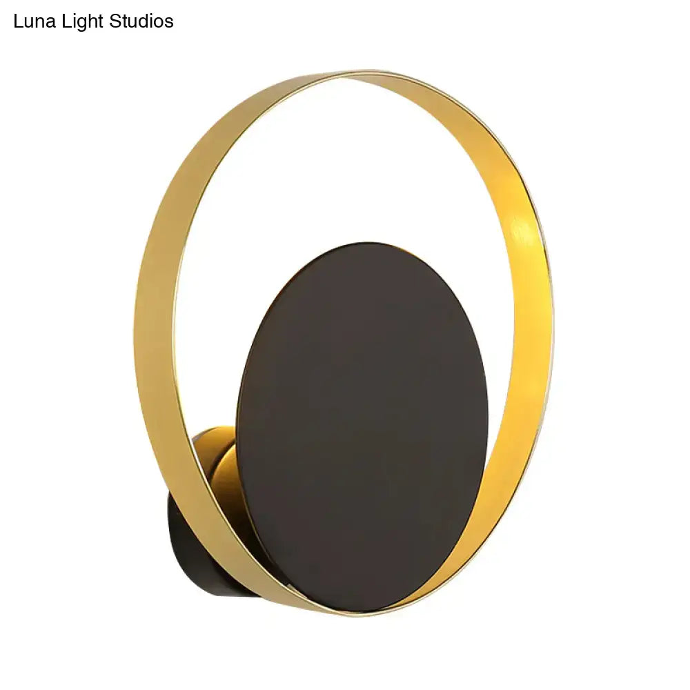 Mid century black & gold circle sconce – bedroom wall light