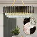 Mid century black & gold crystal island pendant dining room light fixture