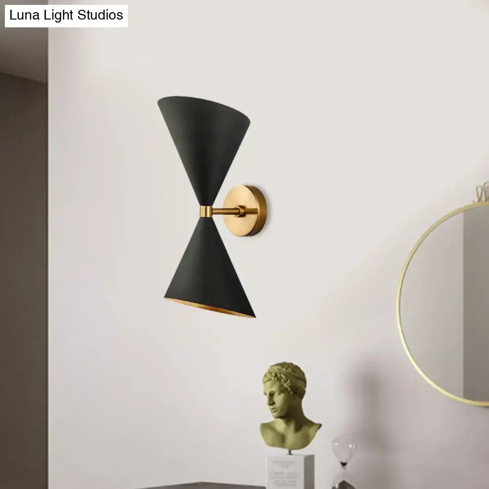 Mid-century black & gold metal wall lamp living room sconce