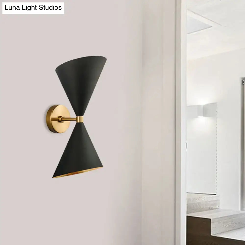 Mid-century black & gold metal wall lamp living room sconce