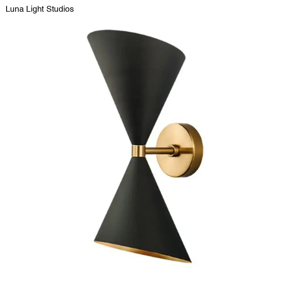 Mid-century black & gold metal wall lamp living room sconce