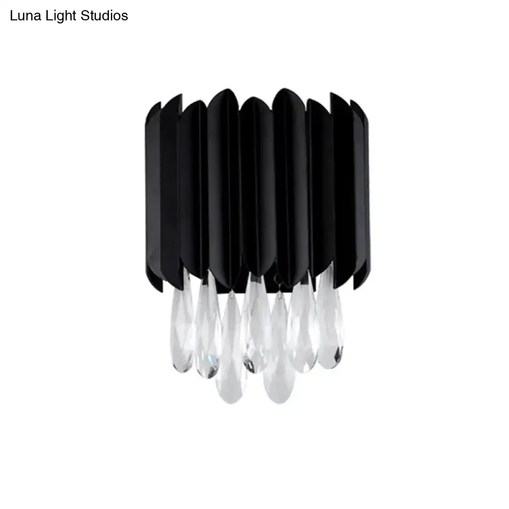 Mid century black metal crystal wall sconce bedroom e12 light bulb