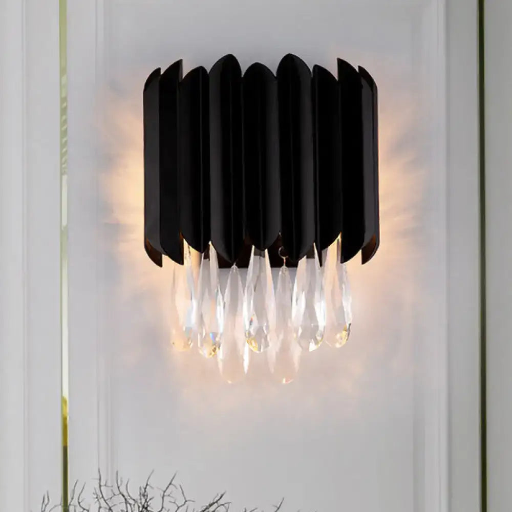 Mid century black metal crystal wall sconce bedroom e12 light bulb