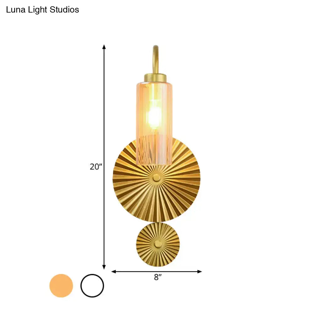 Mid century brass gooseneck wall lamp – bedroom sunburst sconce