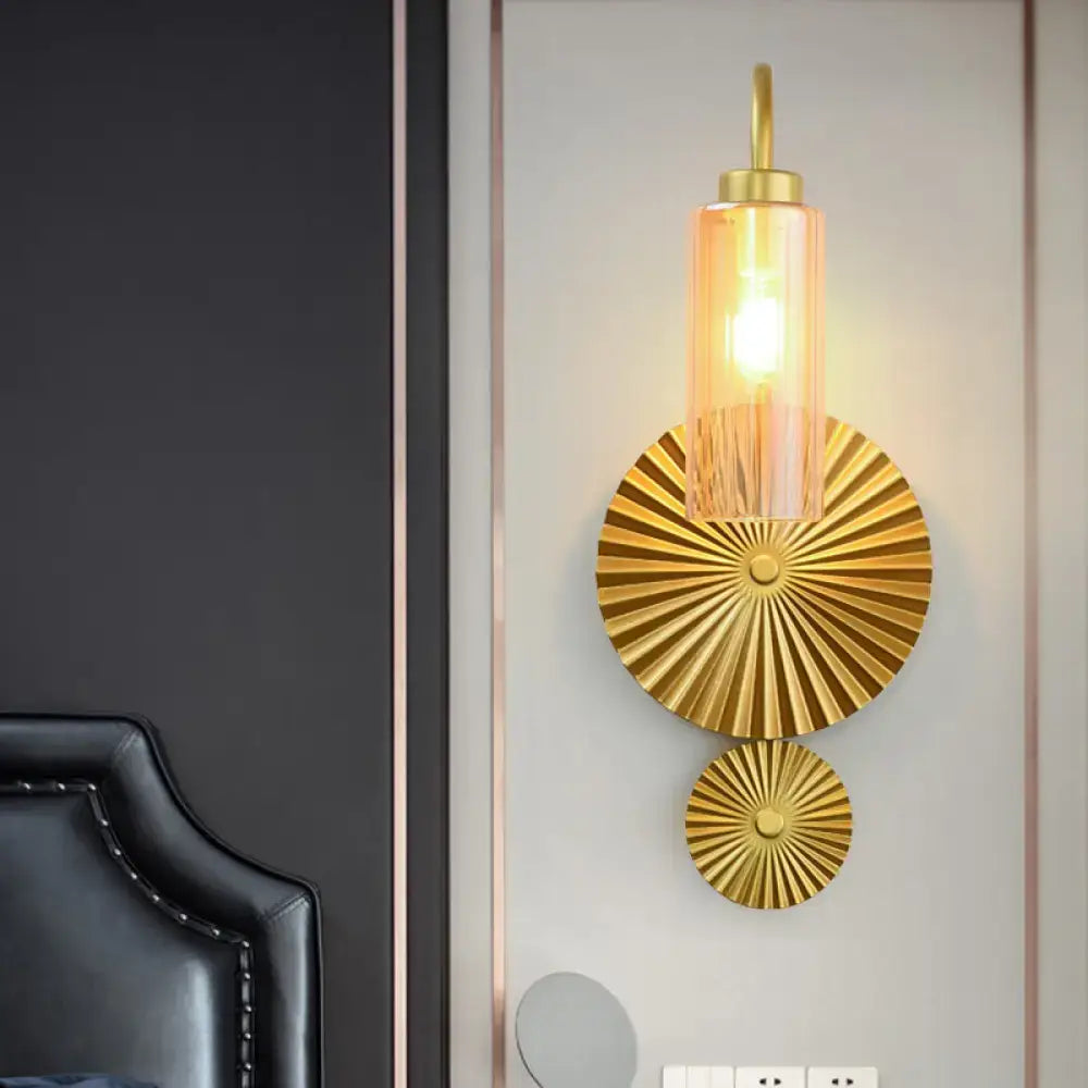 Mid century brass gooseneck wall lamp – bedroom sunburst sconce