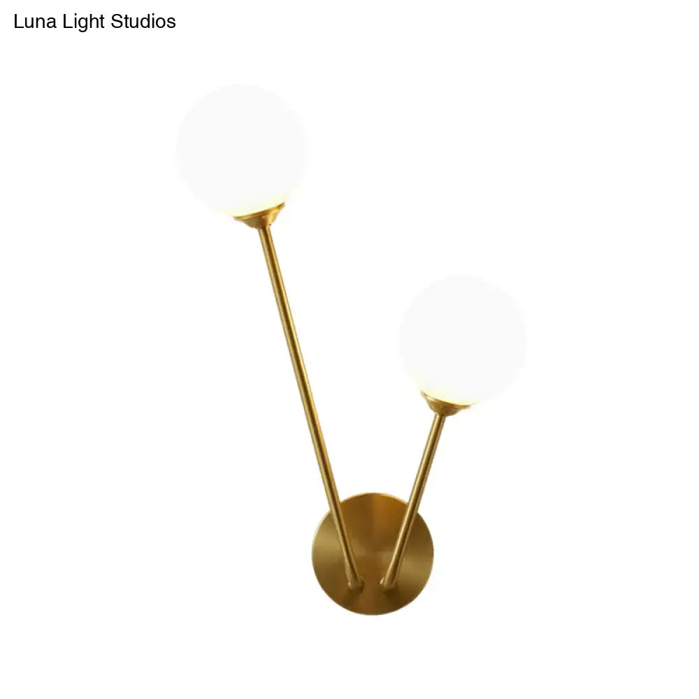 Mid century brass opaline glass wall light – living room sconce