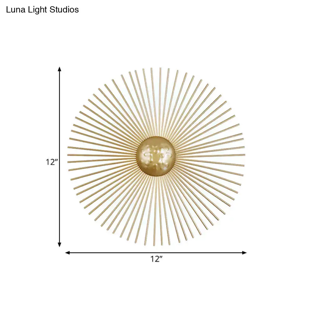 Mid century brass sunburst sconce light living room wall fixture