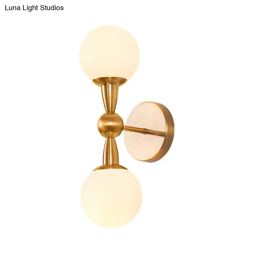 Mid century brass wall mount light – bedroom opal glass sconce