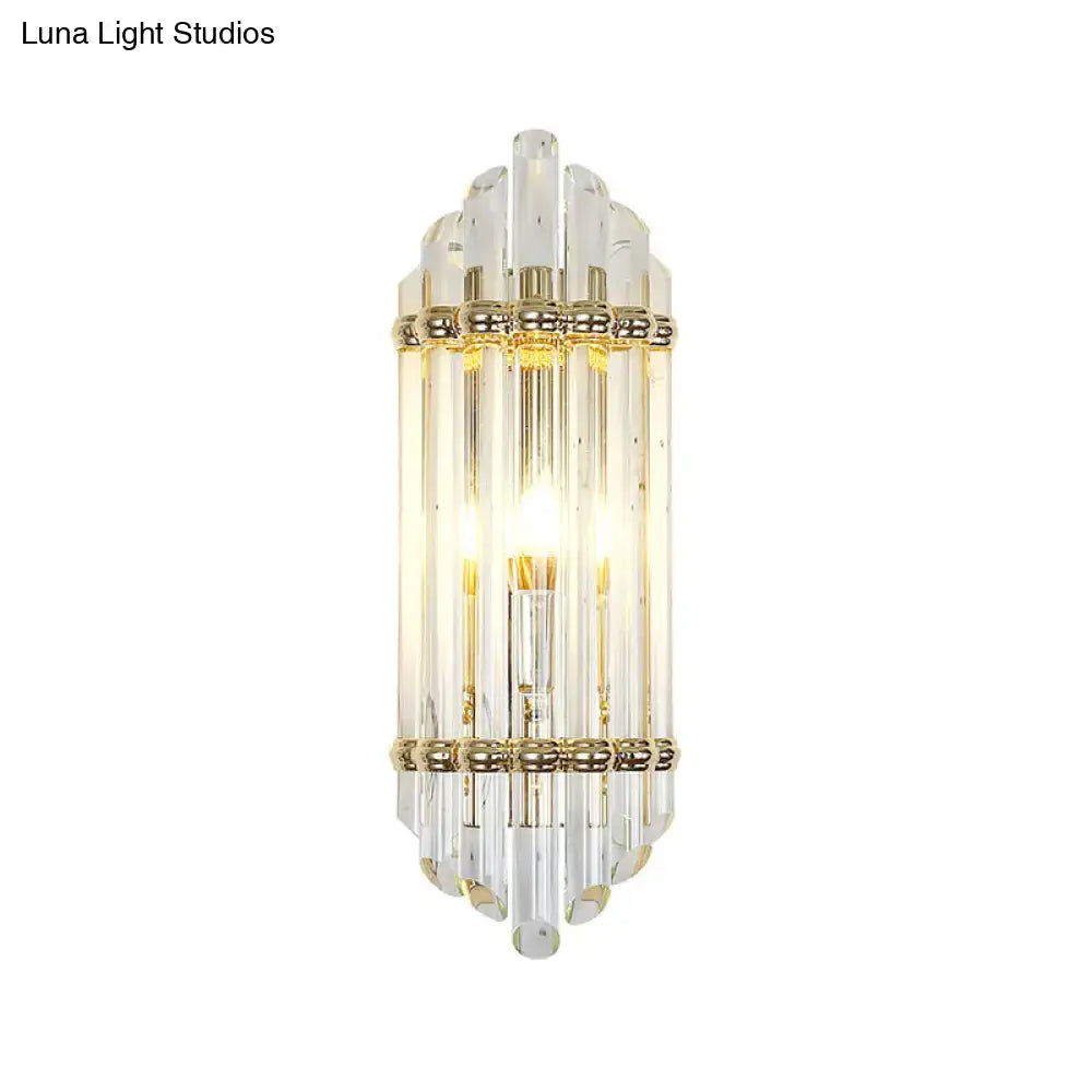 Mid century gold crystal pipe flush wall sconce for living room