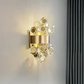 Mid century gold crystal wall light integrated led living room
