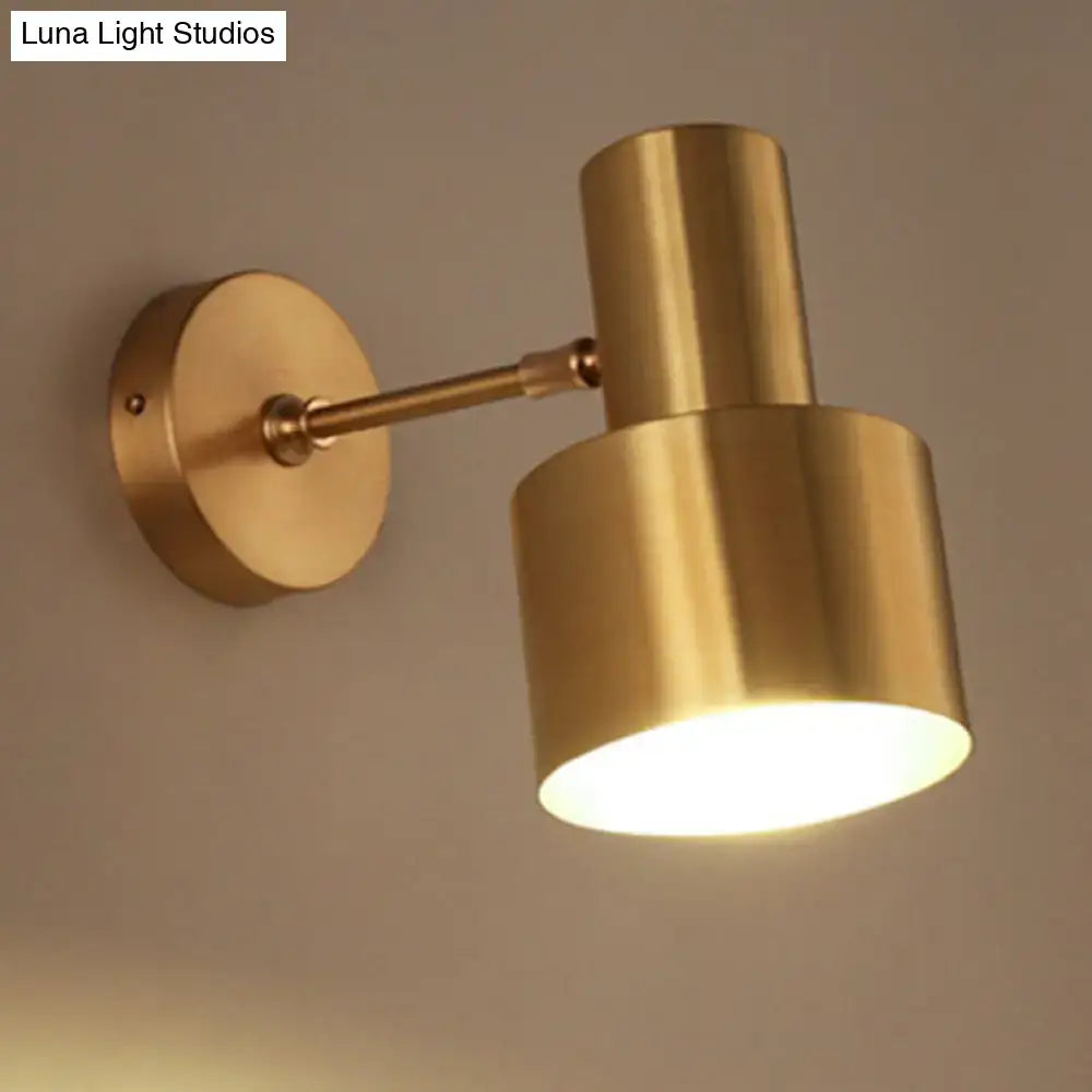 Mid-century gold metal cage wall lighting bedroom sconce