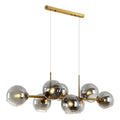 Mid-century gold metal smoked glass chandelier – dining room led light