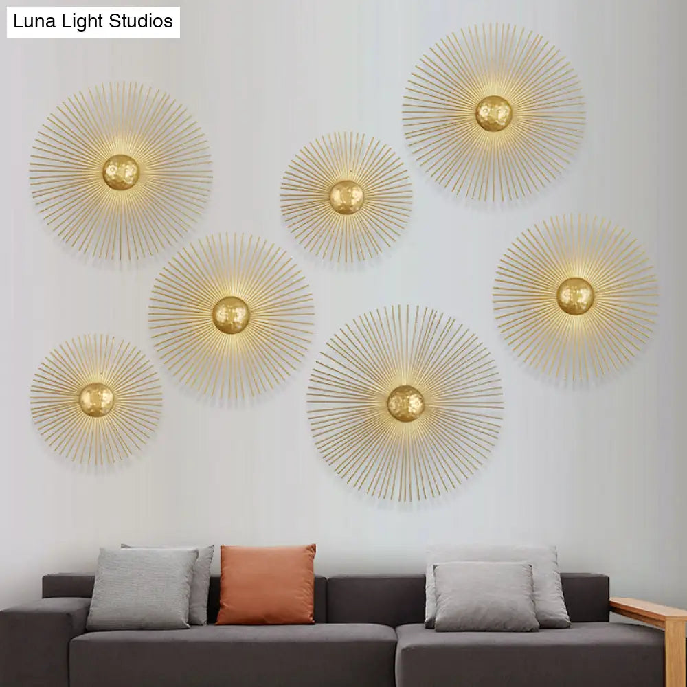 DecorBites™ Mid Century Metal Brass LED Circle Wall Sconce Light, Multiple Sizes (8"/12"/16" Dia)