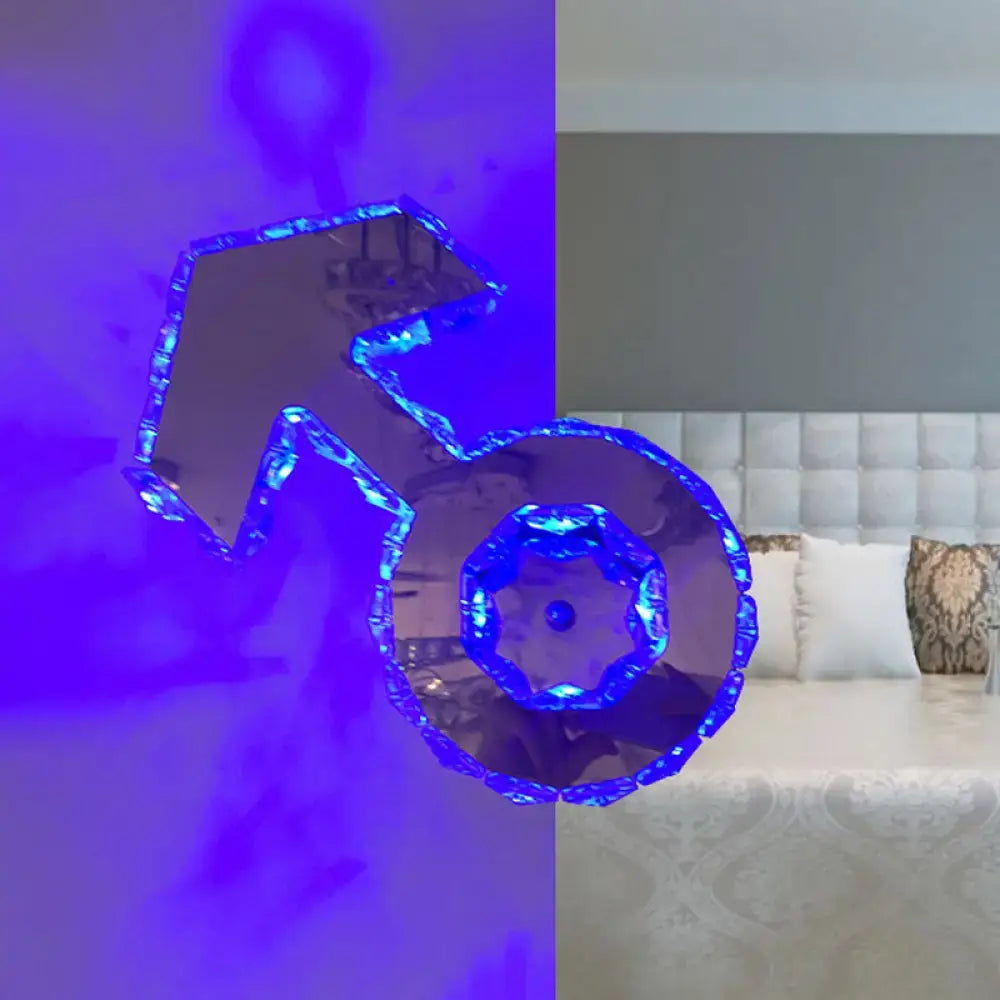 Minimal chrome faceted crystal boy logo bedroom wall lighting