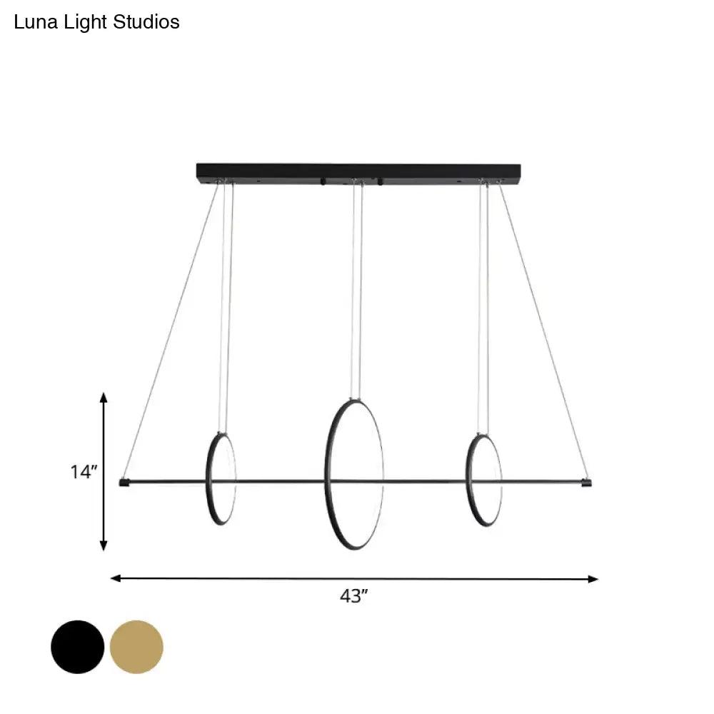 DecorBites™ Minimalist Acrylic LED Pendant Lamp in Black/Gold, Warm/White Light - 35.5"/43" Width