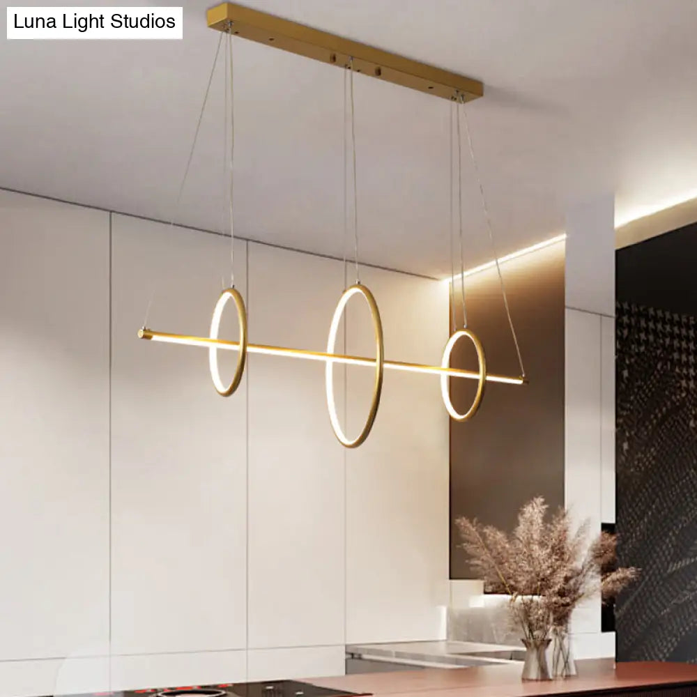 DecorBites™ Minimalist Acrylic LED Pendant Lamp in Black/Gold, Warm/White Light - 35.5"/43" Width