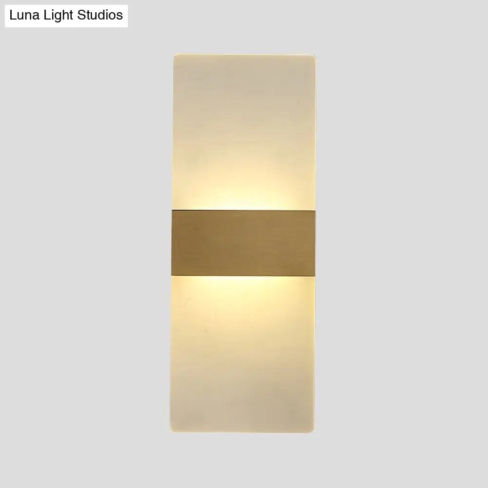 DecorBites™ Minimalist Acrylic Wall Sconce with Gold Band and Warm/White Light - Perfect for Bedside