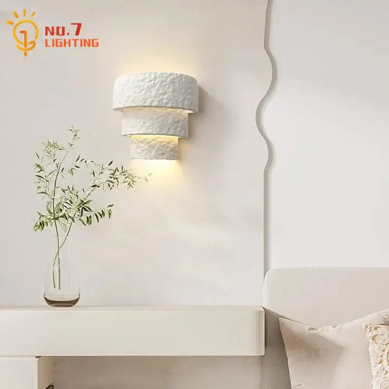 Minimalist bauhaus white gypsum wall lamp for bedroom warm light