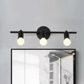 Minimalist black 3-arm vanity light fixture with three exposed bulb sockets for bathroom vanity light use