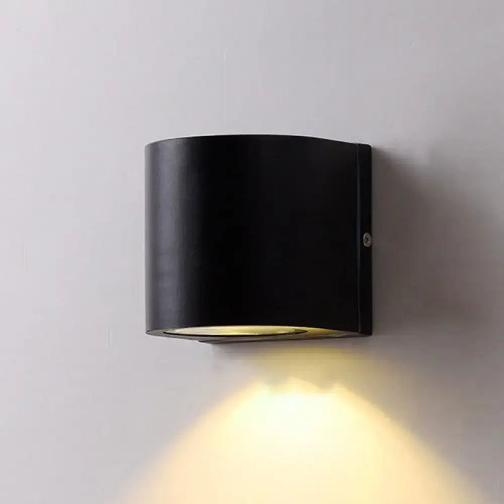 Minimalist black aluminum outdoor cylinder wall light outdoor space