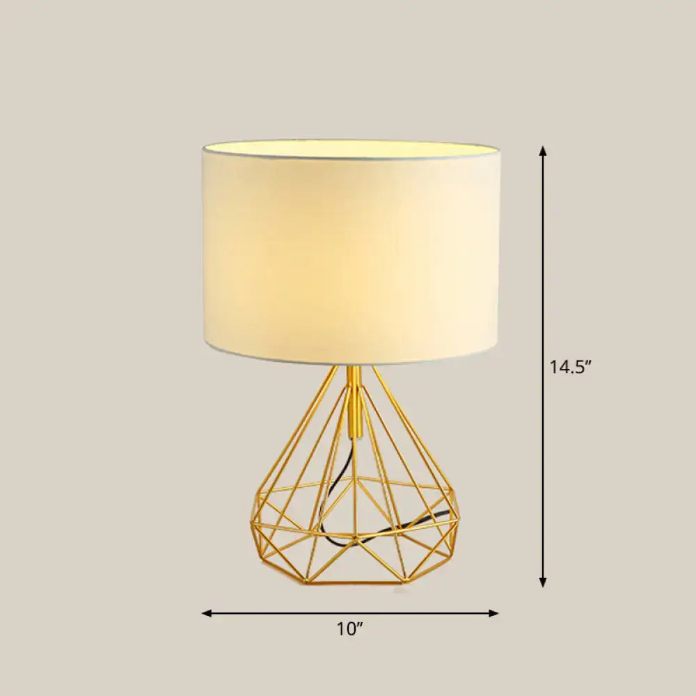Minimalist black and brown geometric table lamp bedroom fabric shade
