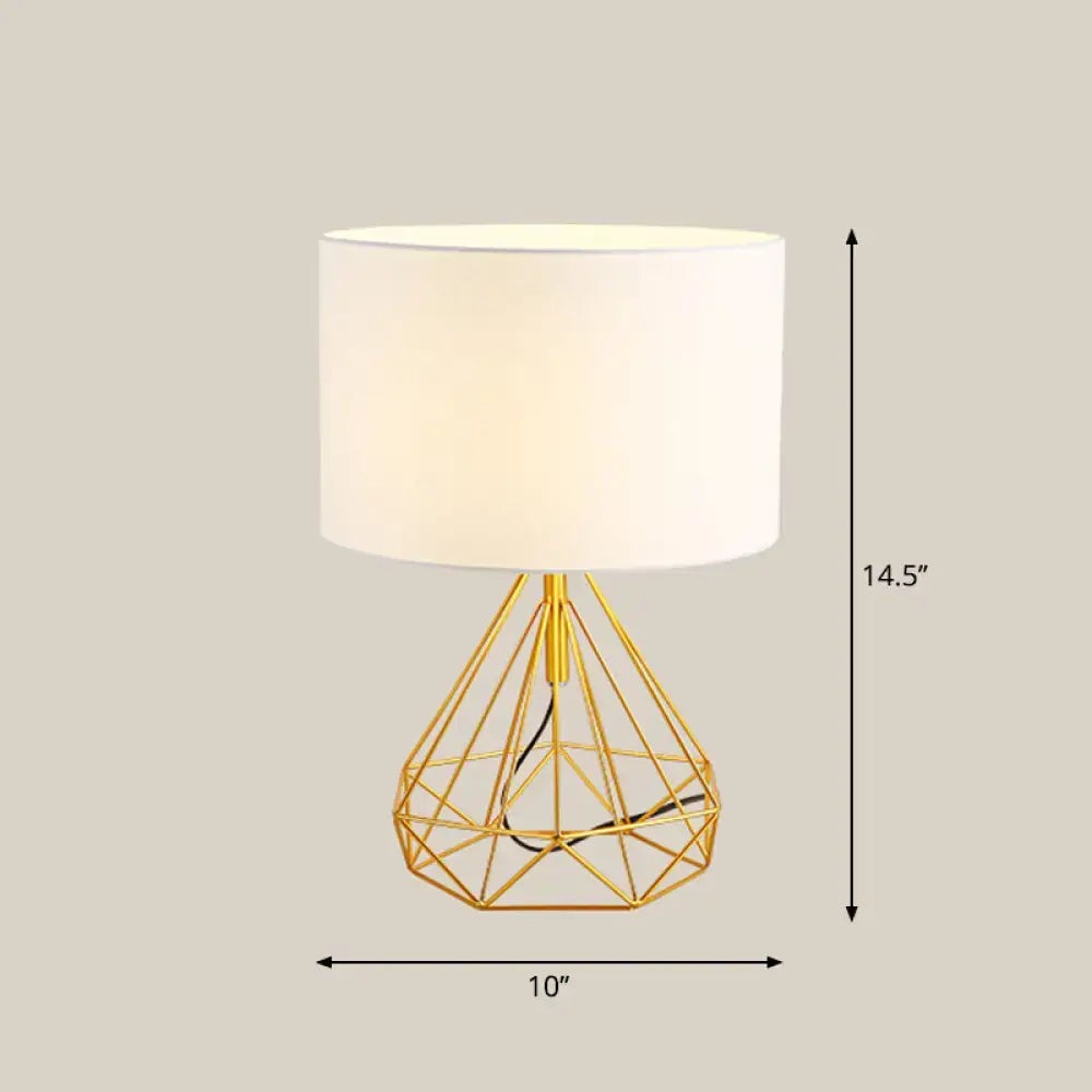 Minimalist black and brown geometric table lamp bedroom fabric shade