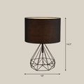 Minimalist black and brown geometric table lamp bedroom fabric shade