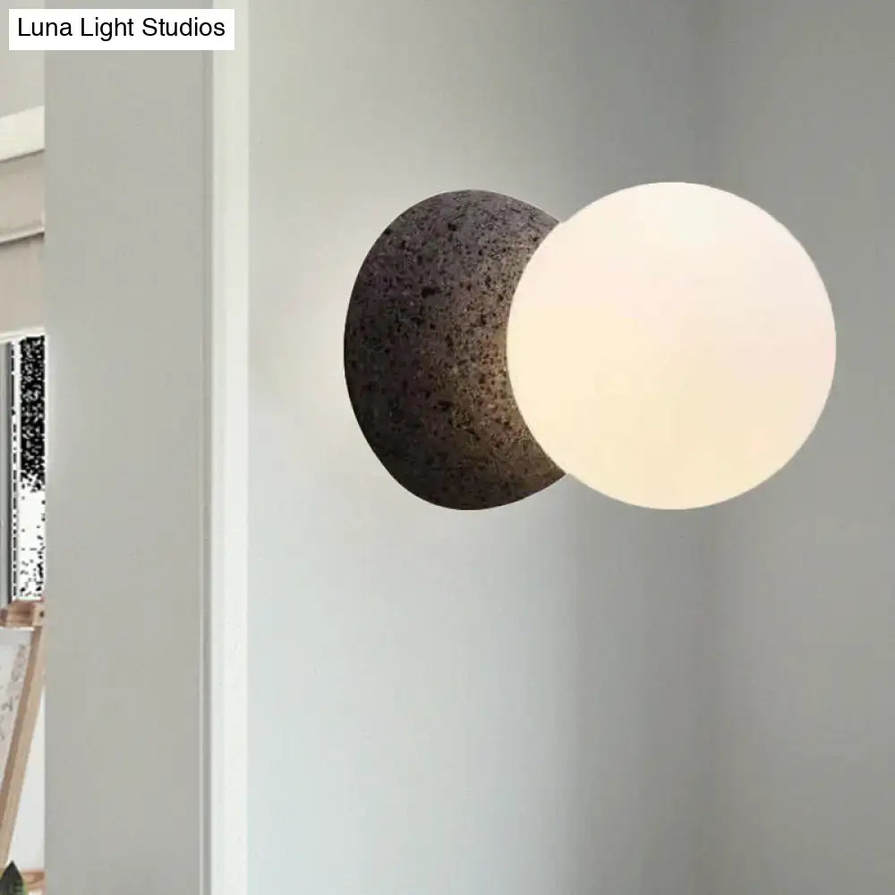 Minimalist black and white glass shade wall sconce bedroom light